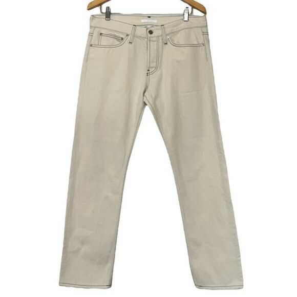 Helmut Lang Jeans Beige Contrast Stitch Straight Leg Button Fly Women 30 Men 33 - Picture 8 of 8